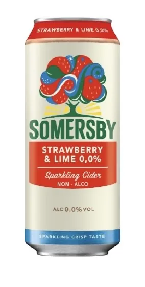 BEZALKOHOLISKS SIDRS SOMERSBY STRAWBERRY&LIME, BUNDŽĀ, 0.5L (DEP)