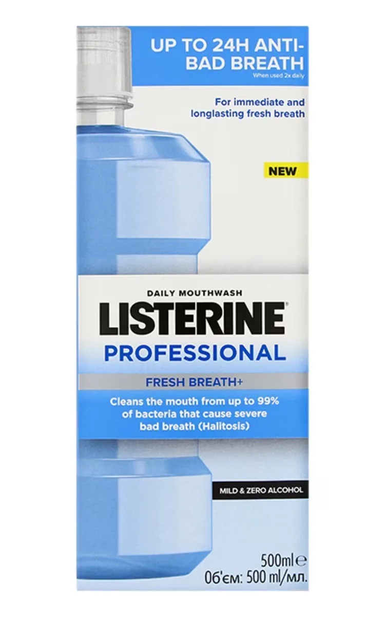 LISTERINE PROFESSIONAL FRESH BREATH+ MUTES SKALOŠANAS LĪDZEKLIS AR MAIGU GARŠU, 500ML