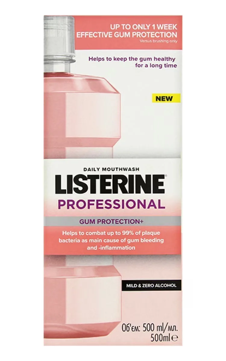 LISTERINE PROFESSIONAL GUM PROTECTION+ MUTES SKALOŠANAS LĪDZEKLIS AR MAIGU GARŠU, 500ML