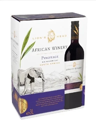 Sarkanvīns Lionshead Pinotage, sauss, 12,5%, bib, 3 l