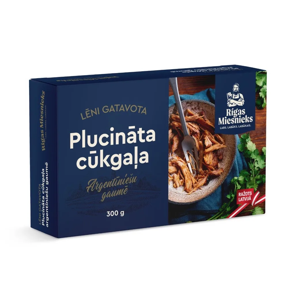 Lēni gatavota plucināta cūkgaļa argentīniešu gaumē RM 300 g