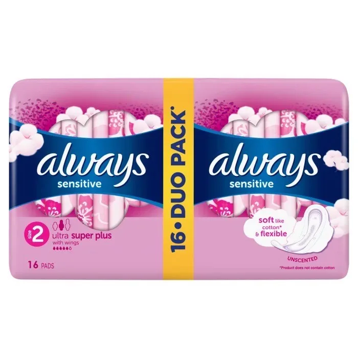 Higiēniskās paketes always duo sensitive ultra super plus 16 gab.
