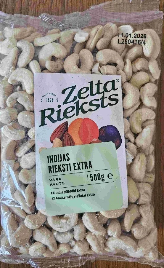 INDIJAS RIEKSTI EXTRA ZELTA RIEKSTS 500G