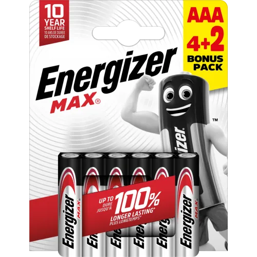 BATERIJAS ENERGIZER MAX AAA 4+2 1.5V ALKALINE