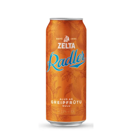 Alus kokteilis Zelta Radler greipfrūtu 2% 0,5 l can