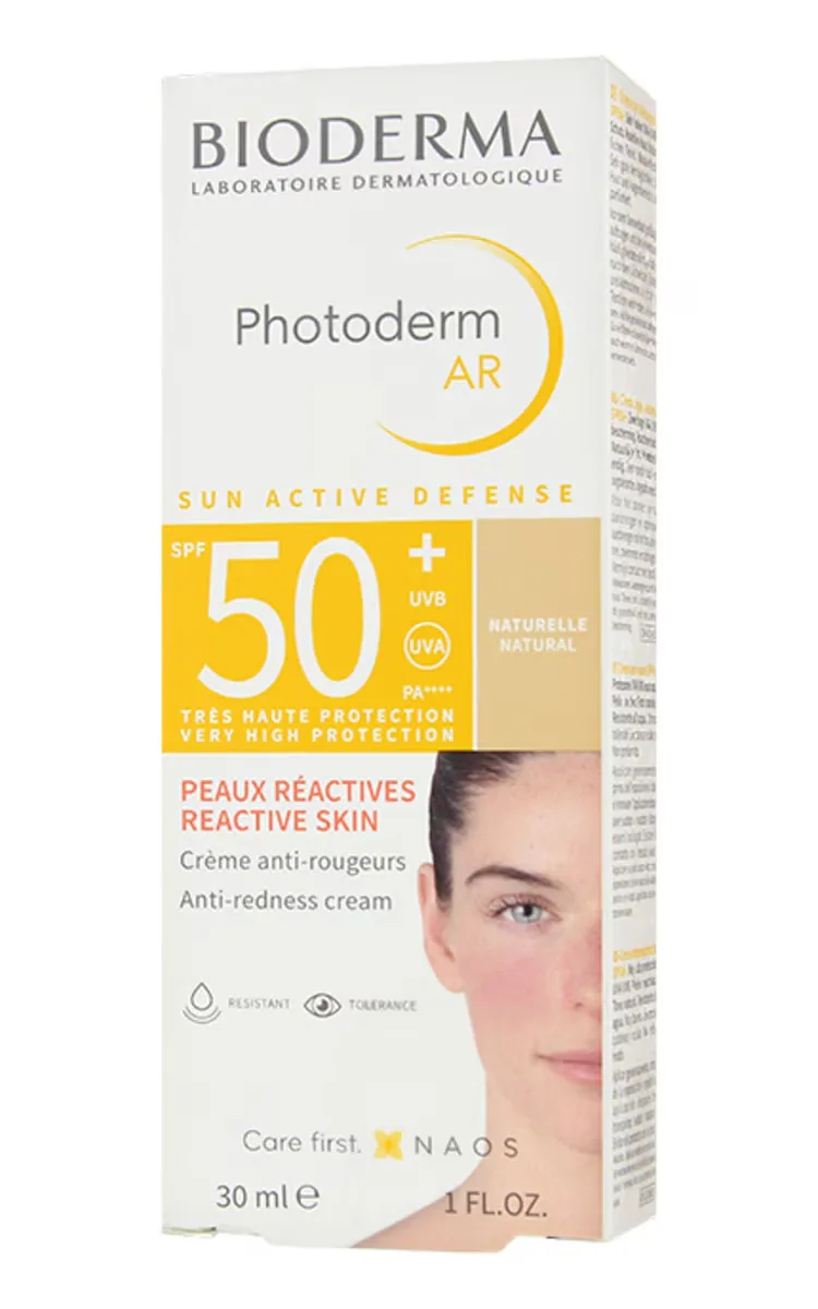 BIODERMA PHOTODERM ANTI REDNESS SPF50+ KRĒMS SAULES AIZSARDZĪBAI, NATURAL, 30ML