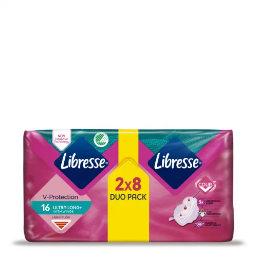 HIGIĒNISKĀS PAKETES LIBRESSE ULTRA LONG PLUS DUO 16GAB.