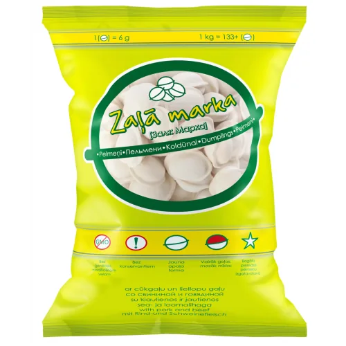 PELMEŅI ZAĻĀ MARKA AR CŪKGAĻU UN LIELLOPU 1KG