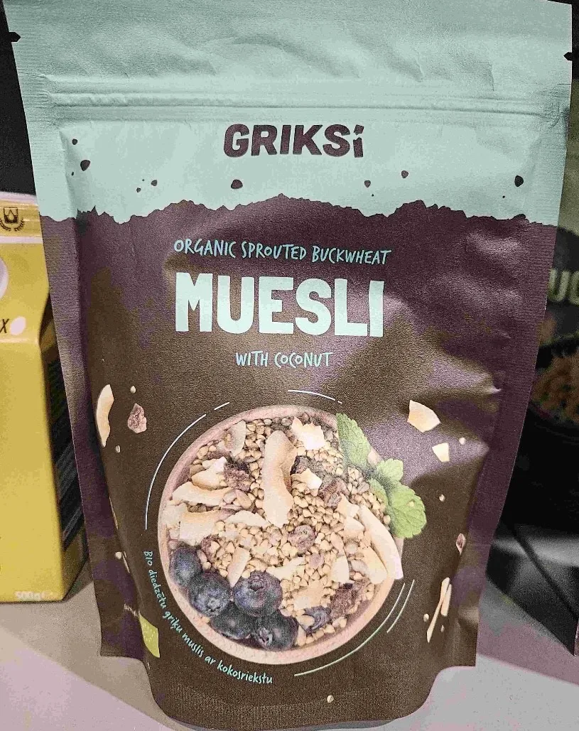 DIEDZĒTU GRIĶU MUSLIS AR KOKOSRIEKSTIEM BIO 200G GRIKSI