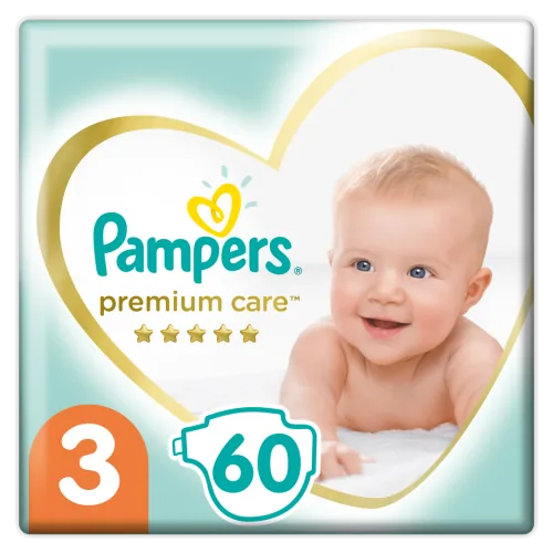AUTIŅBIKSĪTES PAMPERS PREMIUM CARE MIDI IZM.3 60GAB.