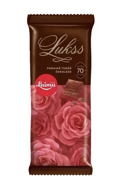 ŠOKOLĀDE TUMSĀ PORAINĀ LUKSS 70% 60G, LAIMA