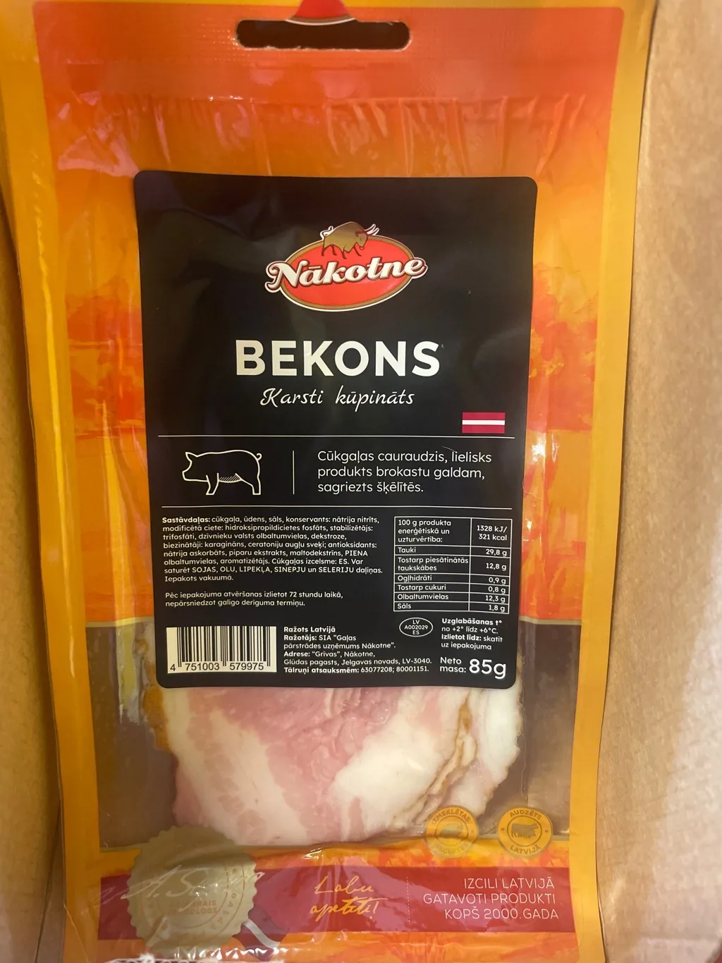 Karsti kūpināts bekons Nakotne 85 g