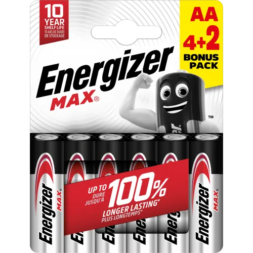 BATERIJAS ENERGIZER MAX AA 4+2 1.5V ALKALINE