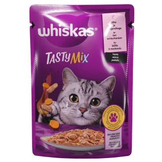 BARĪBA KAĶIEM KONSERV.WHISKAS 1+ CHEFS CHOICE AR LASI UN BURKĀNIEM MĒRCĒ 85G