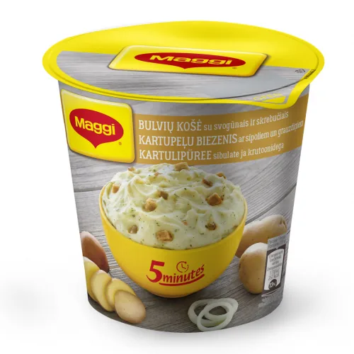 KARTUPEĻU BIEZPUTRA MAGGI 5 MINUTES AR SĪPOLIEM UN SAUSIŅIEM 59G