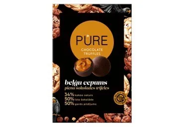 PIENA ŠOKOLĀDES TRIFELES AR BEĻĢU CEPUMU KRĒMA PILDĪJUMU 148G, PURE