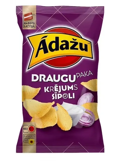 ČIPSI ĀDAŽU DRAUGU PAKA AR KRĒJUMA UN SĪPOLU GARŠU 180G