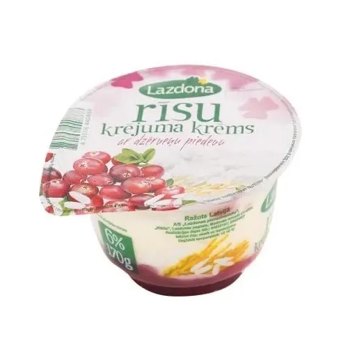 RĪSU KRĒJUMA KRĒMS AR DZĒRVENĒM 6% 170G LAZDONA