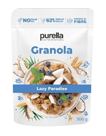 GRANOLA MUSLI PURELLA AR MEDU UN KOKOSRIEKSTU SKAIDIŅĀM, 300G