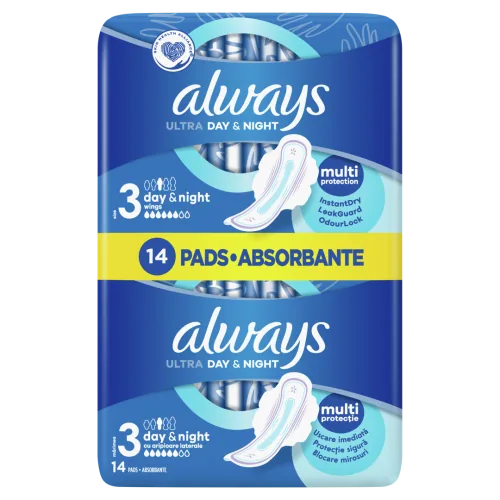 HIGIĒNISKĀS PAKETES ALWAYS ULTRA DUO NIGHT 14GAB.