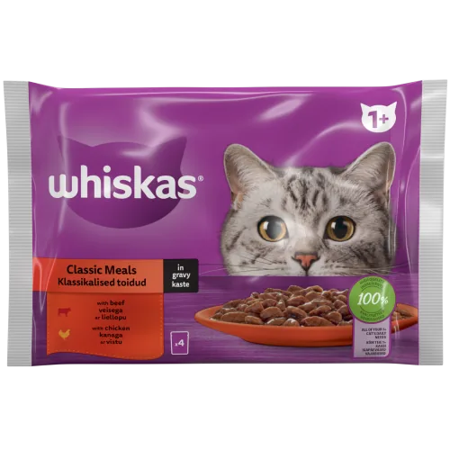 BARĪBA KAĶIEM KONS.WHISKAS 1+ POUCH GAĻAS IZLASE 85GX4