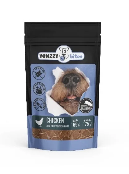 SUŅU GARDUMS YUMZZYBITES VISTAS UN MENCAS RULLĪŠI, 75G