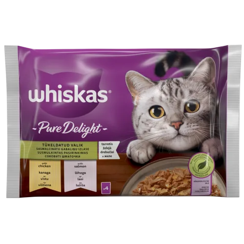 BARĪBA KAĶIEM KONS. WHISKAS PURE DELIGHT JAUKTĀ IZLASE 85GX4