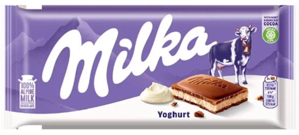 PIENA ŠOKOLĀDE MILKA AR JOGURTA PILDĪJUMU, 100G