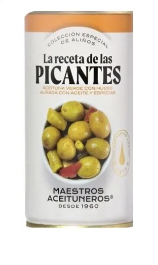 ZAĻĀS OLĪVAS MAESTROS ACEITUNEROS, AR EĻĻU UN ZAĻAJIEM PIPARIEM, 350G/185G