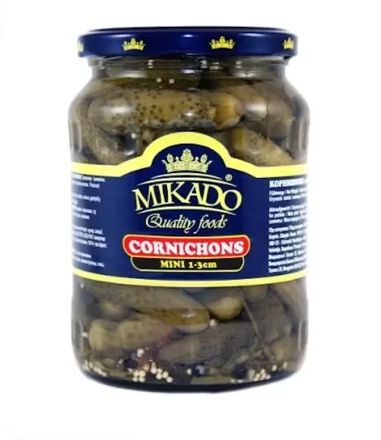KORNIŠONI MARINEĒI MIKADO, 1-3CM, 680G/360G/720ML