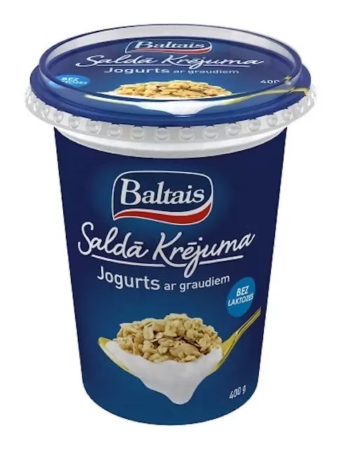 SALDĀ KRĒJUMA JOGURTS BALTAIS AR GRAUDIEM 5% 400G