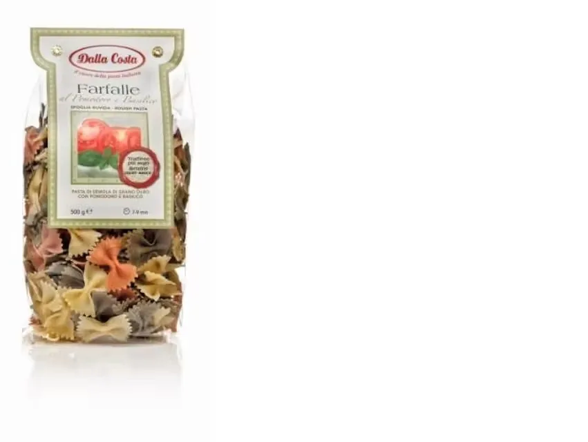 MAKARONI FARFALLE DALLA COSTA NO CIETO KVIEŠU MANNAS PUTR. AR TOMĀTIEM UN BAZILIKU, 500G