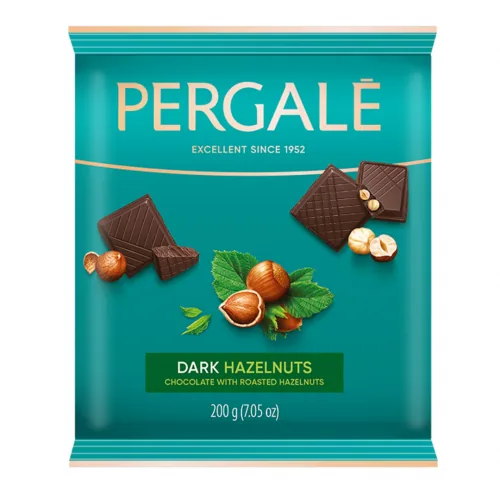 TUMŠĀ ŠOKOLĀDE PERGALE AR LAZDU RIEKSTIEM 200G