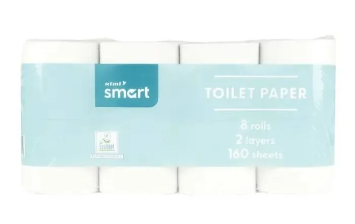 TUALETES PAPĪRS RIMI SMART 8 RUĻĻI, 2 SLĀŅI, 160 SLOKSNES
