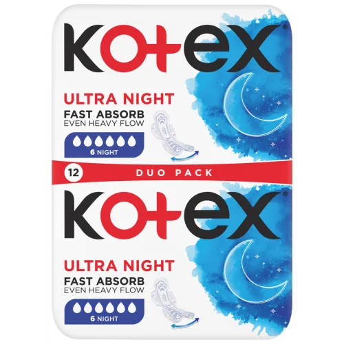 HIGIĒNISKĀS PAKETES KOTEX ULTRA NIGHT DOUBLE 12GB