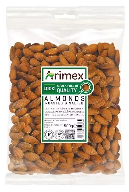 MANDELES GRAUZDĒTAS, SĀLĪTAS ARIMEX 500G