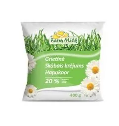 SKĀBAIS KRĒJUMS FARM MILK 20% PLĒVĒ 400G