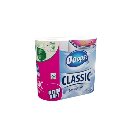 TUALETES PAPĪRS OOOPS! CLASSIC SENSITIVE 4RUĻĻI 3KĀRTAS