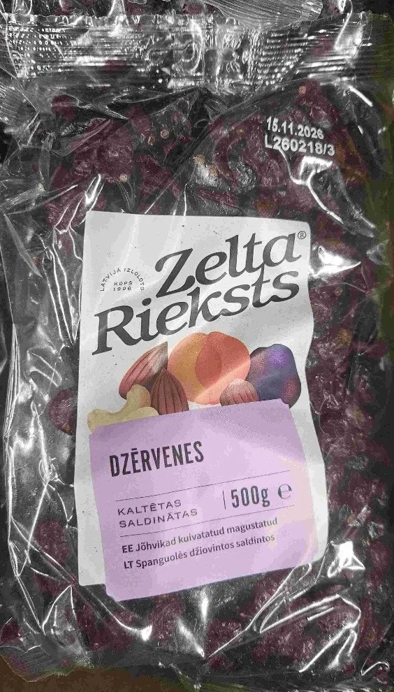 DZĒRVENES KALTĒTAS, SALDINĀTAS 500G ZELTA RIEKSTS