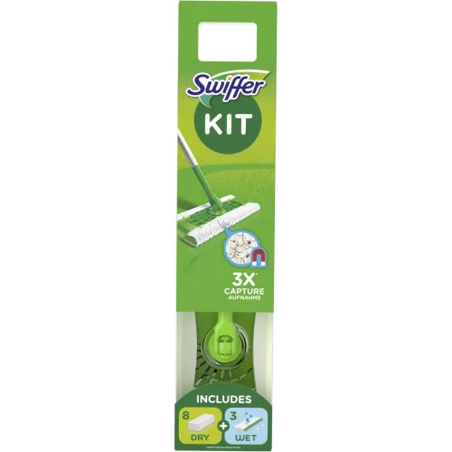 GRĪDAS SLOTA SWIFFER STARTER PAK.AR 8 SAUSĀS UN 3MITRĀS REZ.