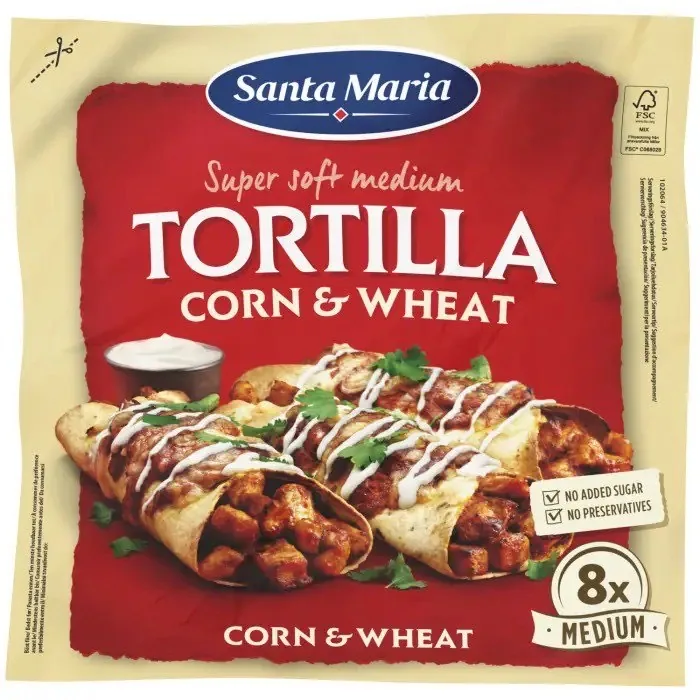 TORTILJAS SANTA MARIA KUKURŪZAS UN KVIEŠU 336G