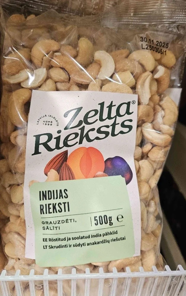SĀLĪTI INDIJAS RIEKSTI 500G ZELTA RIEKSTS