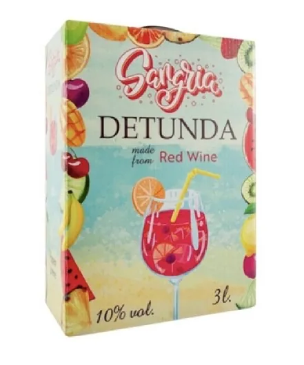 Ароматизированный винный напиток Detunda Sangria, красный, 10%, bag-in-box, 3 л