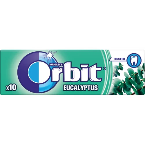 KOŠĻĀJAMĀ GUMIJA ORBIT AR EIKALIPTA GARŠU BEZ CUKURA AR SALDINĀTĀJIEM 14G