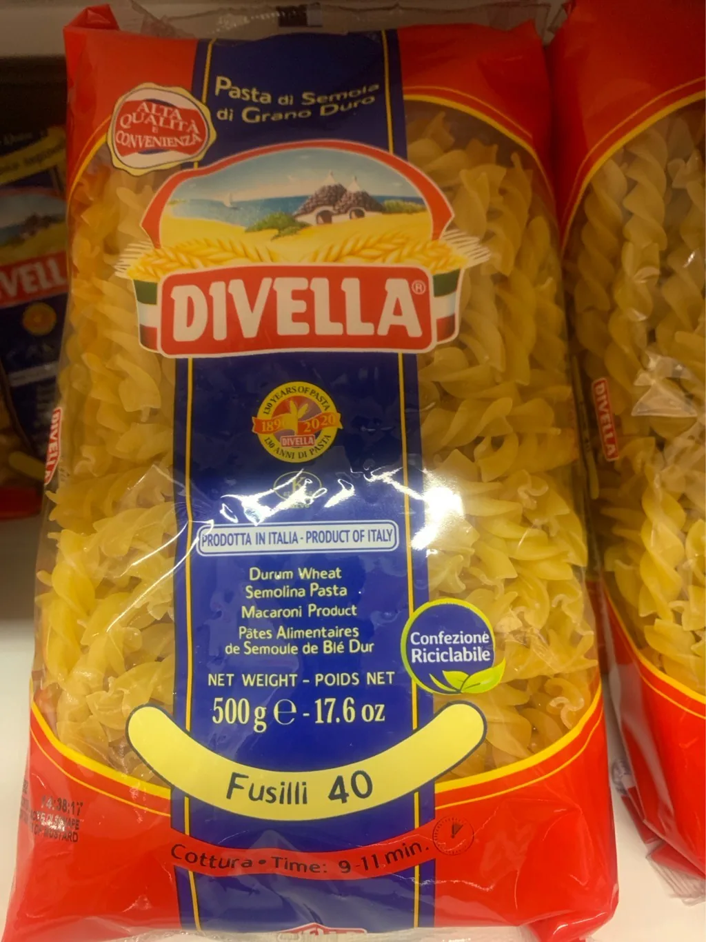 MAKARONI DIVELLA FUSILLI SPIRĀLES 500G 