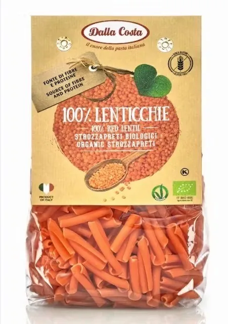 SARKANO LĒCU MAKARONI DALLA COSTA BIOSTROZZAPRETI, 250G