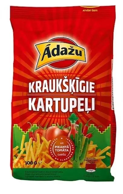 ČIPSI ĀDAŽU KRAUKŠĶ. KART. PIKANTAIS TOMĀTS, 100G