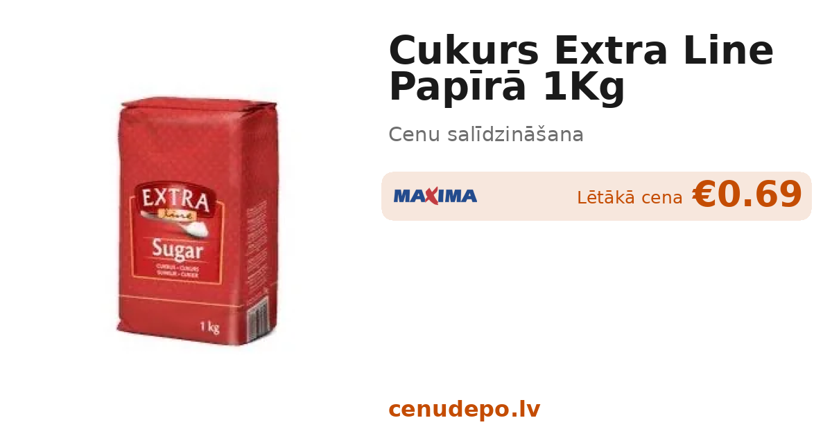 CUKURS EXTRA LINE PAPĪRĀ 1KG — No €0.69 · Cenu salīdzināšana | Cenu Depo