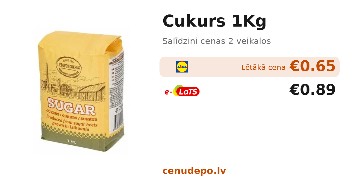 CUKURS 1KG · Cenu salīdzināšana | Cenu Depo