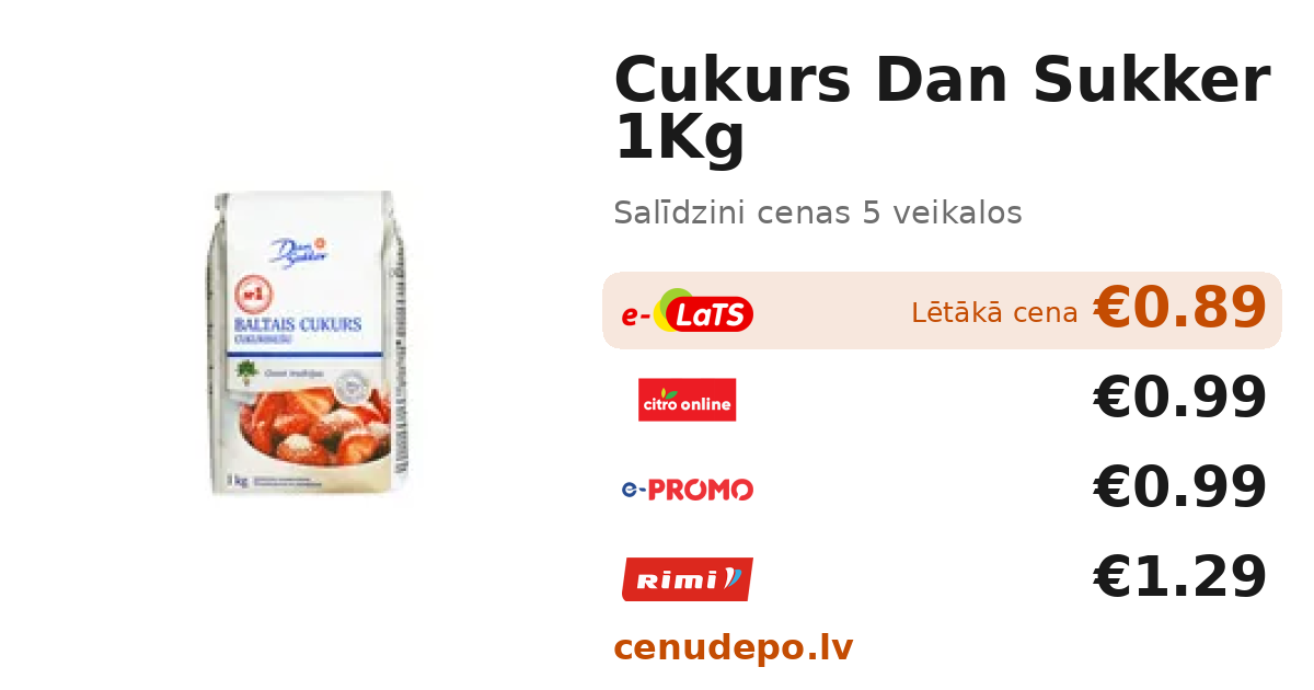 CUKURS DAN SUKKER 1KG — No €0.99 · Cenu salīdzināšana | Cenu Depo